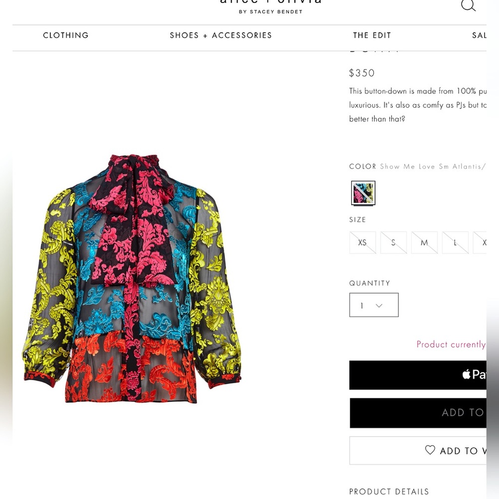 Alice + Olivia Jeannie Tie Neck Floral Blouse Top - Picture 3 of 16